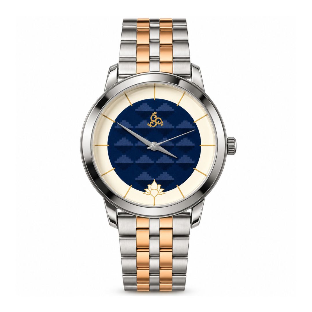 H'OURS MH15 | Men's Watch | Dual Tone Strap | Blue Dial | Quartz