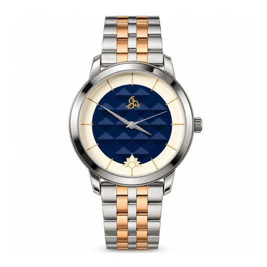 H'OURS MH15 | Men's Watch | Dual Tone Strap | Blue Dial | Quartz