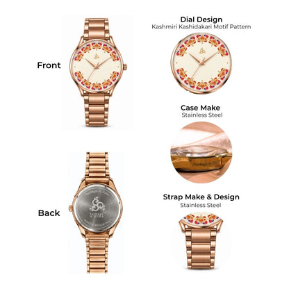 H'OURS Gul-e-Kashida | White | Women's Watch | Quartz Movement