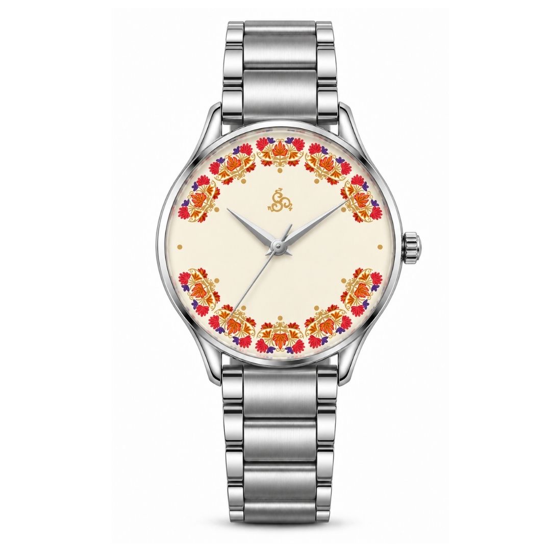 H'OURS Gul-e-Kashida | White & Silver | Women's Watch | Quartz Movement