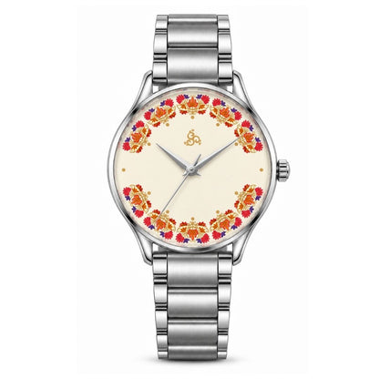 H'OURS Gul-e-Kashida | White & Silver | Women's Watch | Quartz Movement