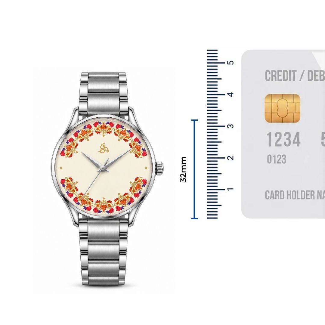 H'OURS Gul-e-Kashida | White & Silver | Women's Watch | Quartz Movement