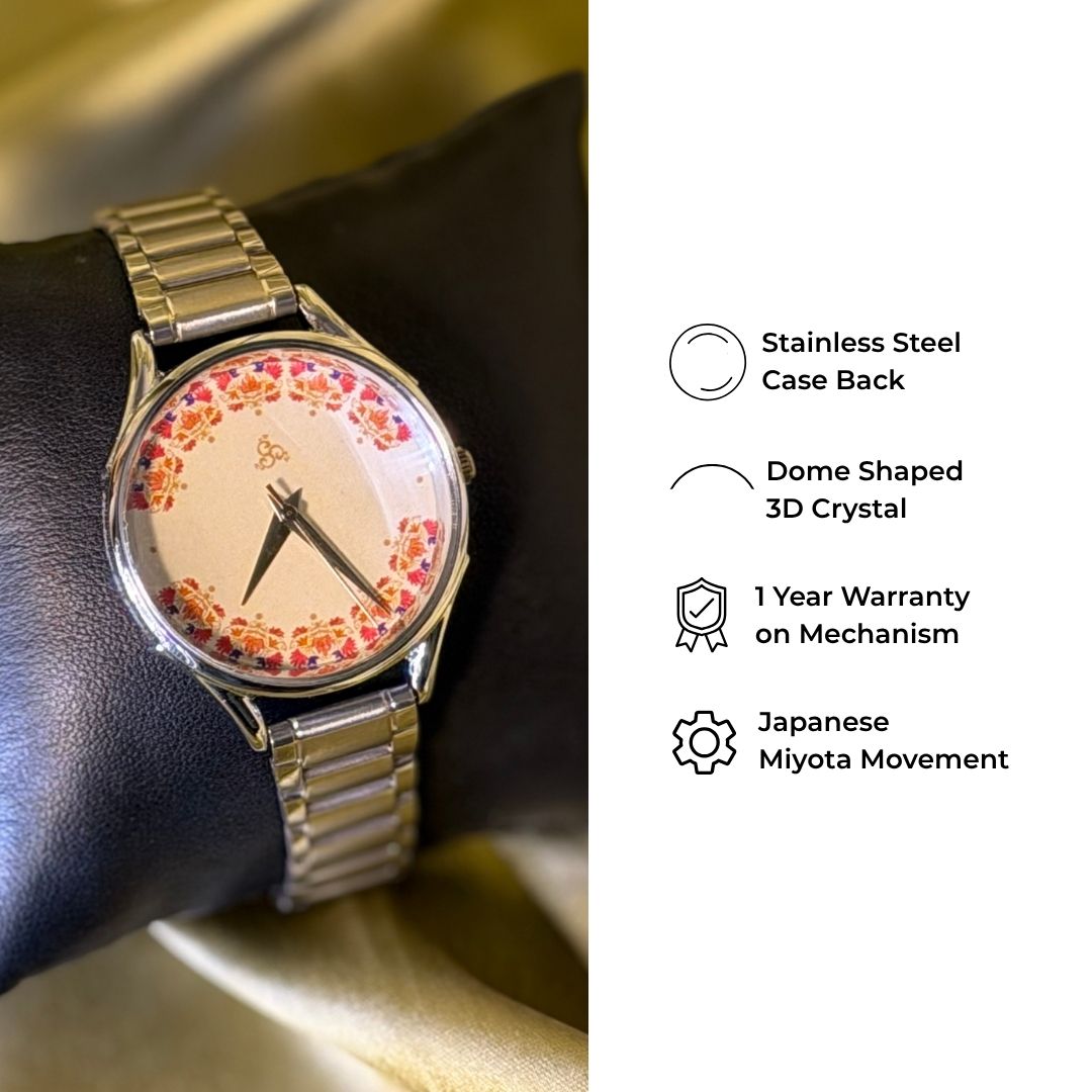H'OURS Gul-e-Kashida | White & Silver | Women's Watch | Quartz Movement