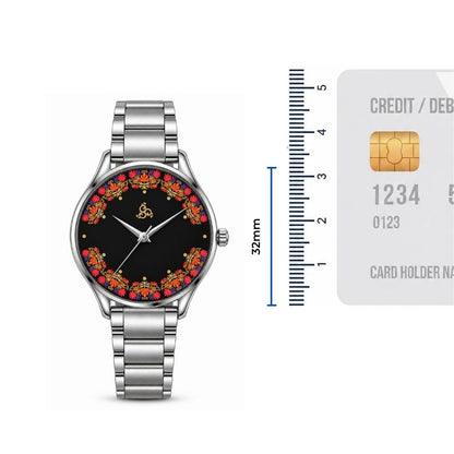 H'OURS Gul-e-Kashida | Black | Women's Watch | Quartz Movement