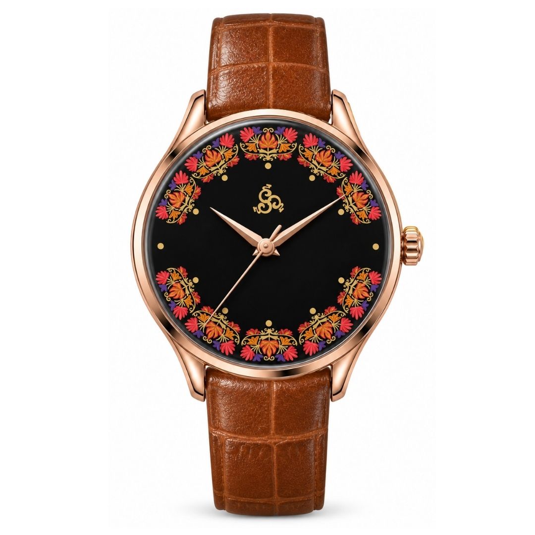 H'OURS Gul-e-Kashida | Black | Women's Watch | Quartz Movement