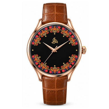 H'OURS Gul-e-Kashida | Black | Women's Watch | Quartz Movement
