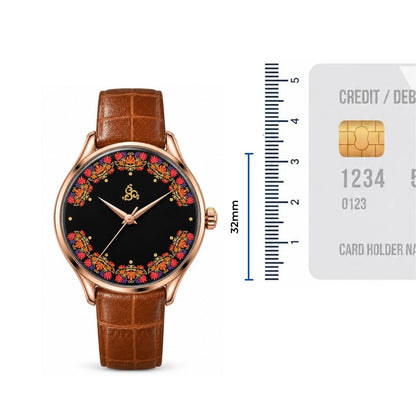 H'OURS Gul-e-Kashida | Black | Women's Watch | Quartz Movement
