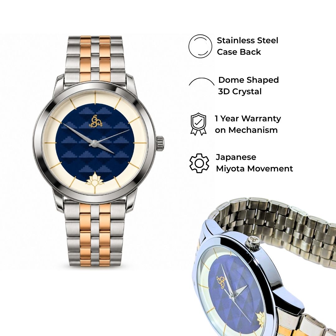 H'OURS MH15 | Men's Watch | Dual Tone Strap | Blue Dial | Quartz