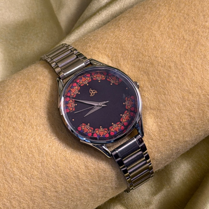 H'OURS Gul-e-Kashida | Black | Women's Watch | Quartz Movement